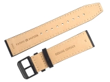 Czarna polerowana klamra ze stali nierdzewnej z logo Tommy Hilfiger przy czarnym pasku.
